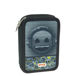 Gim 368-00100 κασετίνα διπλή γεμάτη emoji denim