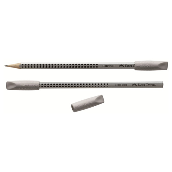 Faber Castell grip 2001 γόμες καπάκι γκρι 2τμχ