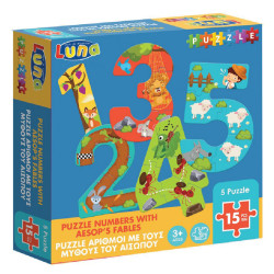 Luna 621488 puzzle αριθμοί 1-5 Μύθοι Αισώπου 15τμχ