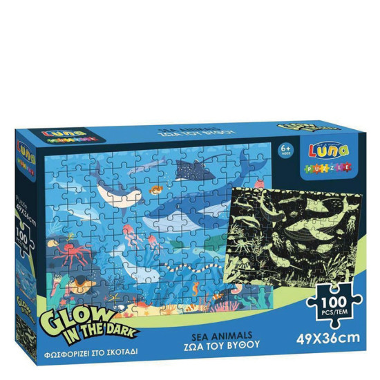 Luna 621784 puzzle glow in the dark 100τμχ ζώα του βυθού