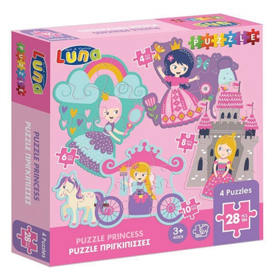 Luna 621801 4 puzzles 4-6-8-10τμχ πριγκίπισσες