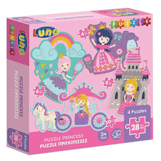 Luna 621801 4 puzzles 4-6-8-10τμχ πριγκίπισσες