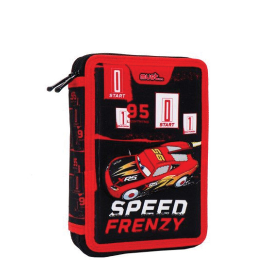 Must 563123 κασετίνα διπλή γεμάτη 15x5x21 Cars speed
