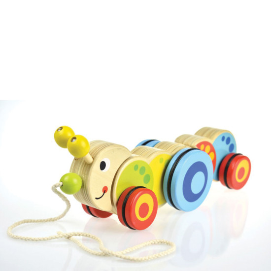 Tooky Toy TKC419 ξύλινη κάμπια συρόμενη