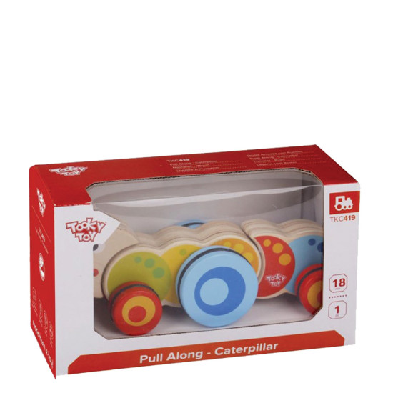 Tooky Toy TKC419 ξύλινη κάμπια συρόμενη