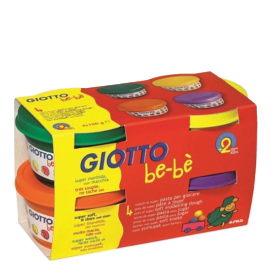 Giotto bebe 464903 πλαστοζυμαράκια πράσινο-πορτοκαλί-κίτρινο-μωβ 4x100γρ