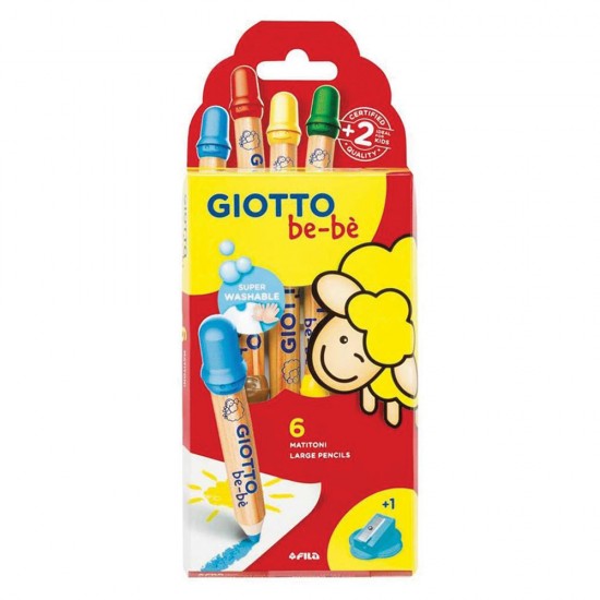 Giotto 477600 be-be ξυλομπογιές 6 χρώματα+ξύστρα
