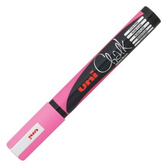 Uni Chalk PWE-5M μαρκαδόρος κιμωλίας φωσφοριζέ ροζ 1.8-2.5mm