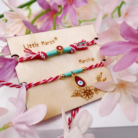Too little sb106076 σετ βραχιόλια μαρτάκια mommy - daughter ματάκι κόκκινο