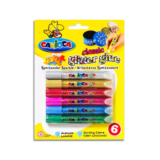 Carioca classic glitter glue σετ 6 χρώματα 10.5ml