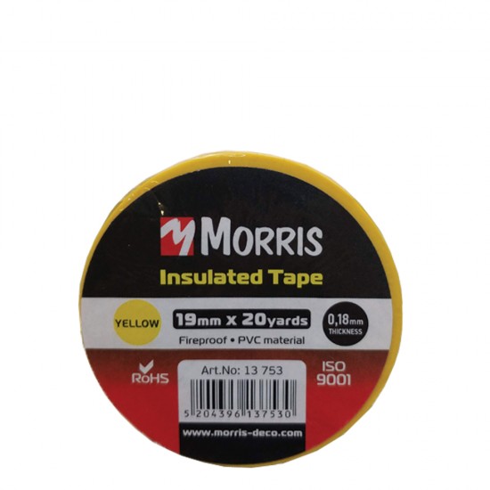 Morris 13753 μονωτική ταινία 19mm x 18m yellow