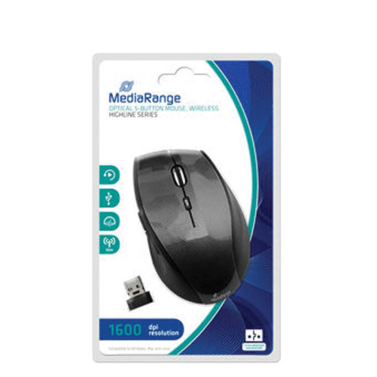 MediaRange MROS207 wireless mouse 2,4GHz 1600DPI carbon μαύρο