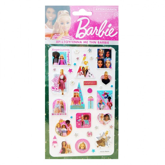 Χάρτινη Πόλη hp.st.p.0082 αυτοκόλλητα puffy Barbie 5 Xριστούγεννα με τη Barbie