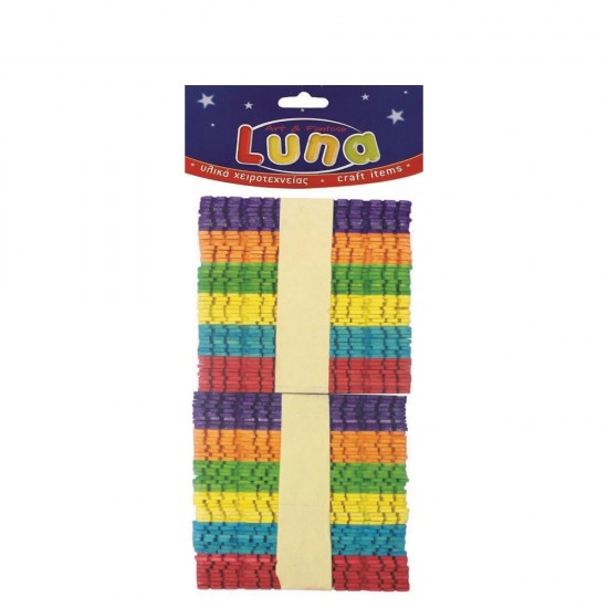 Luna 601642 χρωματιστά ξυλάκια χειροτεχνίας 100τμχ