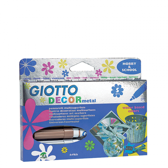 Giotto decor metal 452900 μαρκαδόροι διάφορων επιφανειών  5 τμχ