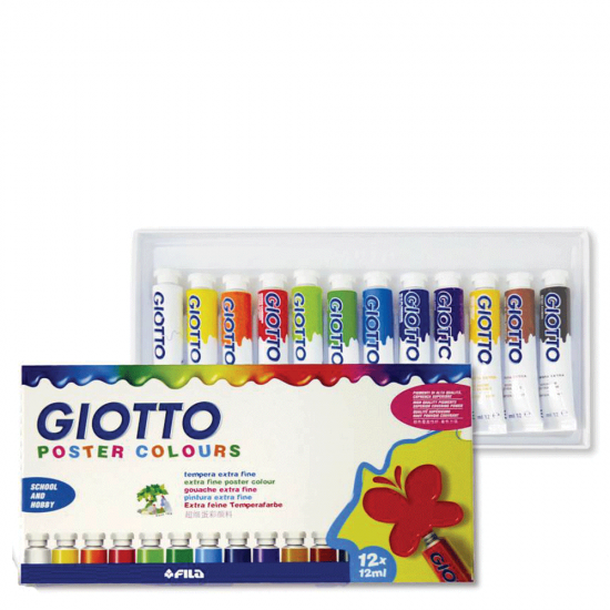 Giotto poster colours 358000 τέμπερες νερού 12ml 12 χρώματα